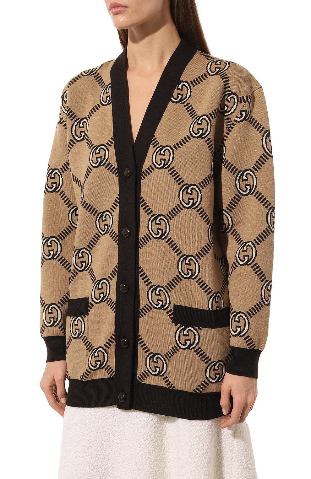 Шерстяной кардиган GUCCI бежевого цвета по цене 285120 руб., арт. 678308 XKB7T, фото 3 Шерстяной кардиган GUCCI, арт. 678308 XKB7T, фото 3
