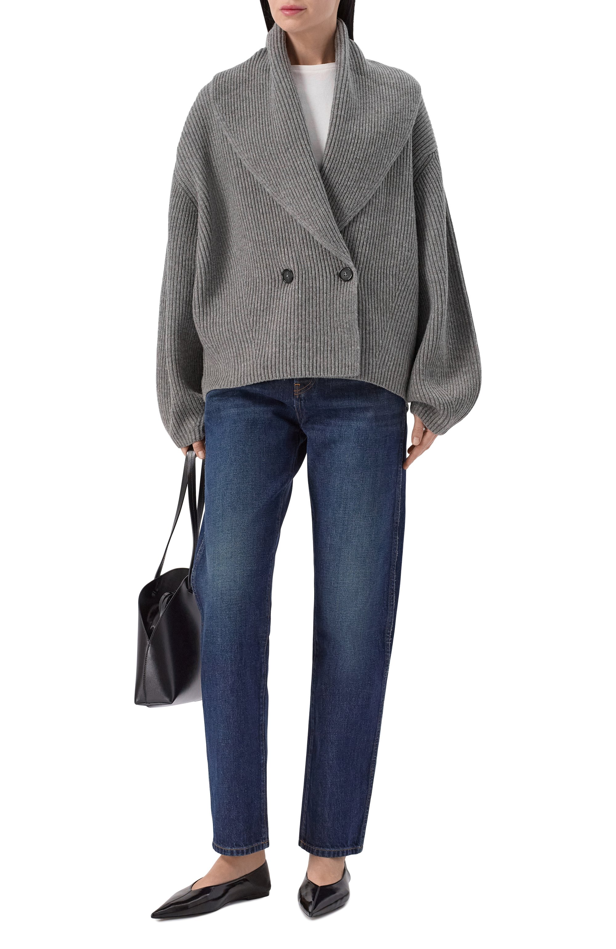 Шерстяной кардиган TOTEME серого цвета по цене 82900 руб., арт. 251-WRT4354-YA0239, фото 2 Шерстяной кардиган TOTEME, арт. 251-WRT4354-YA0239, фото 2