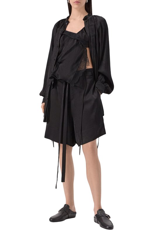 Шорты из вискозы и шелка Ann Demeulemeester B0012821/FA611 Чёрный  B0012821/FA611 Фото 2
