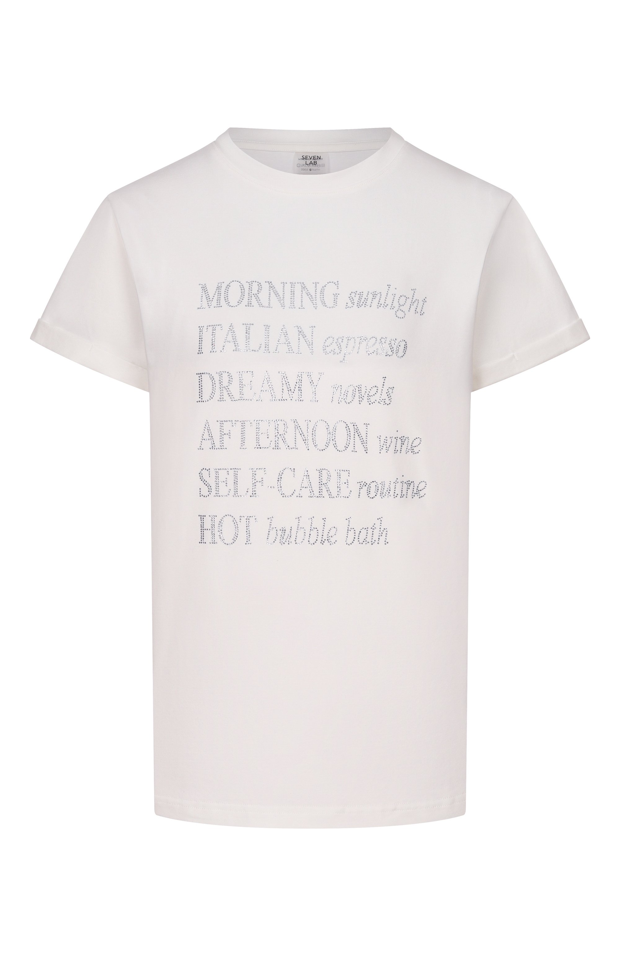 Хлопковая футболка с отделкой стразами SEVEN LAB, арт. CTR1.01.100.257.155, фото 1