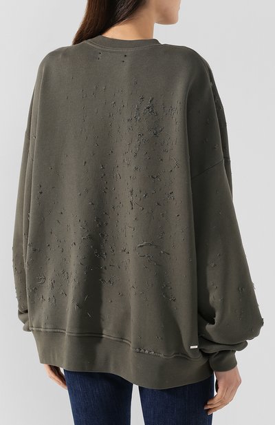Хлопковый свитшот AMIRI хаки цвета по цене 57950 руб., арт. W9W02197TE, фото 4 Хлопковый свитшот AMIRI, арт. W9W02197TE, фото 4
