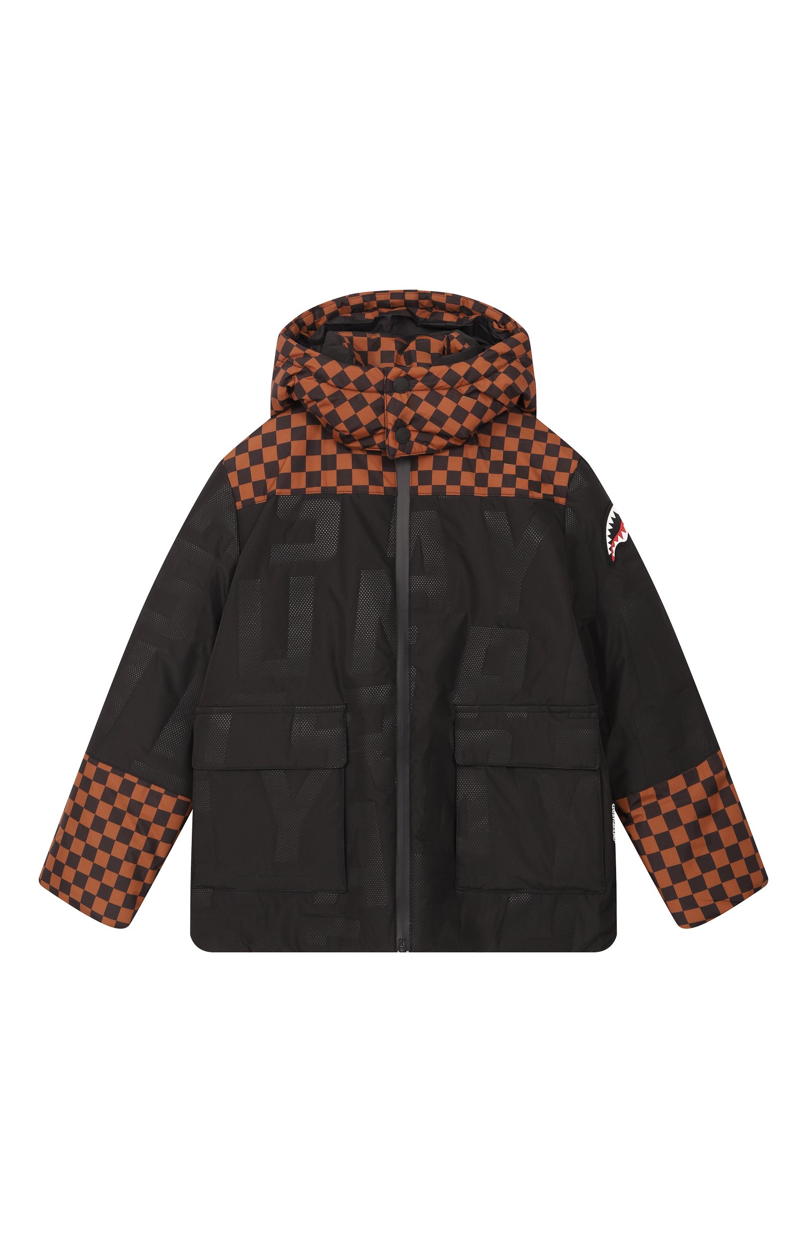 Утепленная куртка SPRAYGROUND черного цвета по цене 29700 руб., арт. SPY1572BRWN/SG CHECKERED PADDED JACKET BR0WN, фото 1 Утепленная куртка SPRAYGROUND, арт. SPY1572BRWN/SG CHECKERED PADDED JACKET BR0WN, фото 1