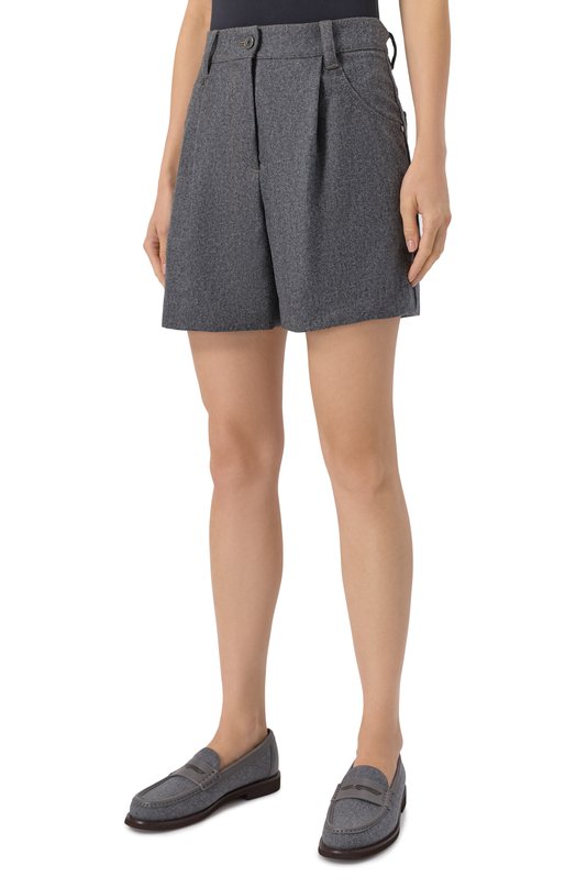 Шерстяные шорты Brunello Cucinelli M038PP9073 Серый  M038PP9073 Фото 3