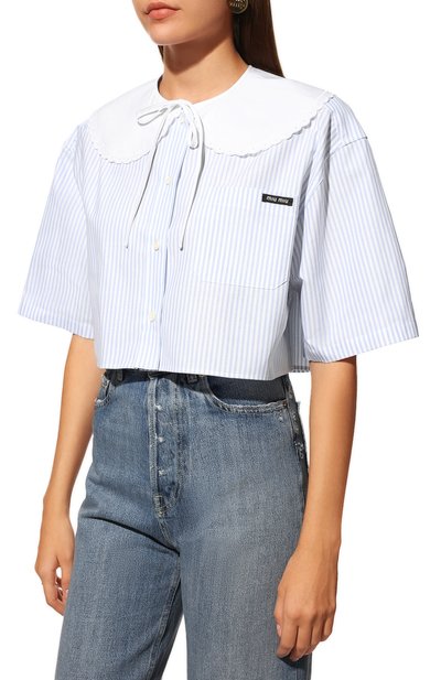 Хлопковая блузка MIU MIU, арт. MK1621-10MI-F0012, фото 3