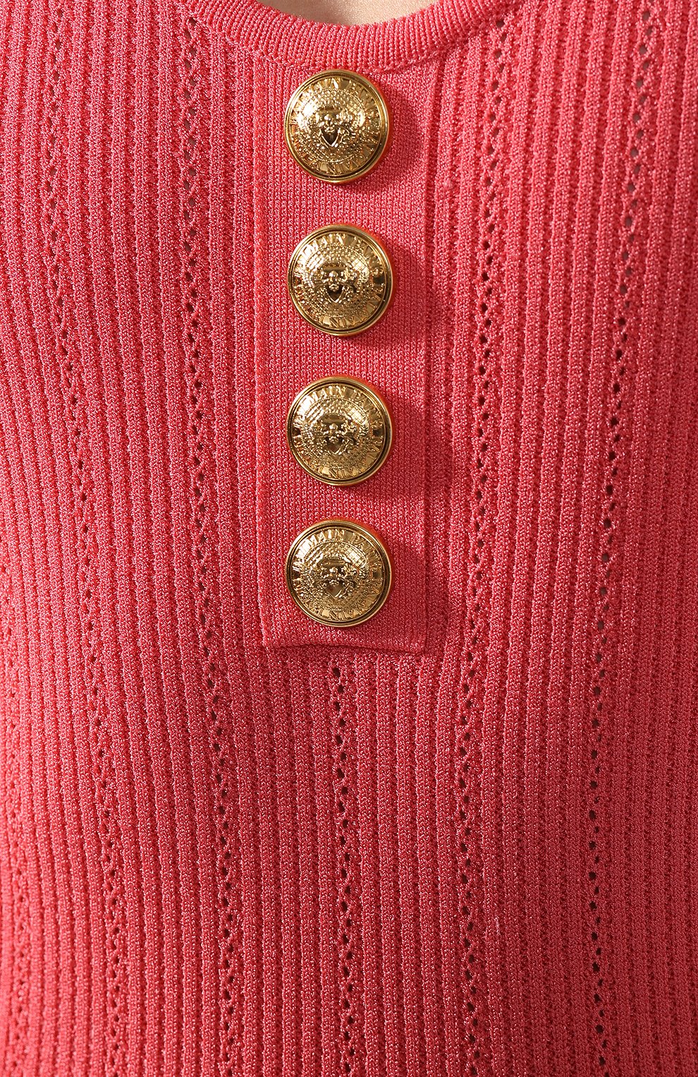 Боди из вискозы BALMAIN кораллового цвета по цене 88650 руб., арт. RF10983/K288, фото 5 Боди из вискозы BALMAIN, арт. RF10983/K288, фото 5