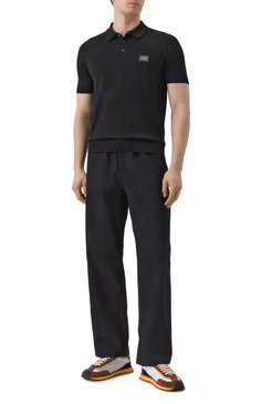 Мужское шерстяное поло DOLCE & GABBANA черного цвета, арт. GX038T/JCVC7 | Фото 2 (Материал внешний: Шерсть; Материал сплава: Проставлено; Длина (для топов): Стандартные; Драгоценные камни: Проставлено; Рукава: Короткие; Застежка: Пуговицы; Кросс-КТ: Трикотаж; Принт: Без принта; Стили: Кэжуэл)