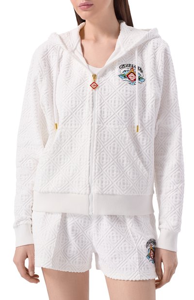 Хлопковая толстовка CASABLANCA белого цвета по цене 109000 руб., арт. W-SP26-JTP-517-01-EX-BC, фото 3 Хлопковая толстовка CASABLANCA, арт. W-SP26-JTP-517-01-EX-BC, фото 3