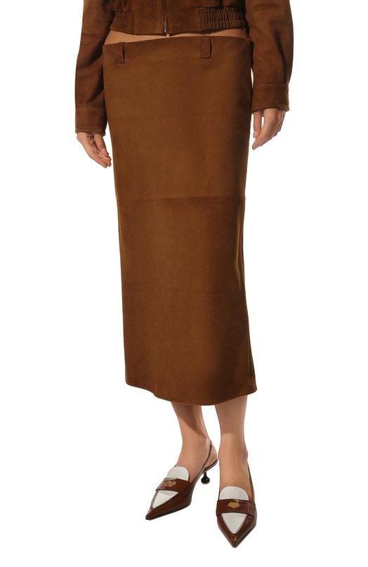 Замшевая юбка Miu Miu MPD702-104R-F0401 Коричневый  MPD702-104R-F0401 Фото 3