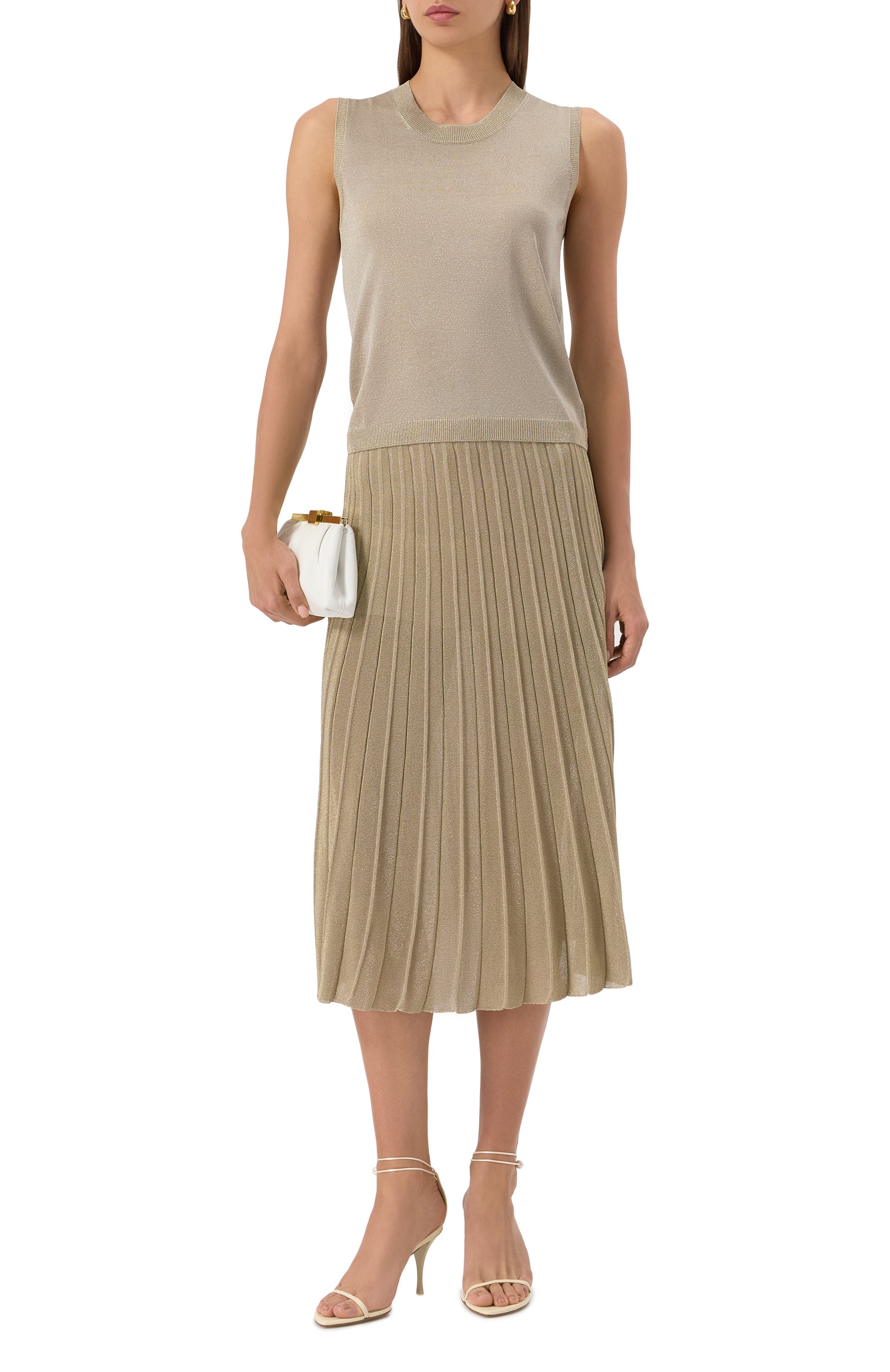 Плиссированная юбка GRAN SASSO темно-бежевого цвета по цене 49950 руб., арт. 50201/23001, фото 2 Плиссированная юбка GRAN SASSO, арт. 50201/23001, фото 2