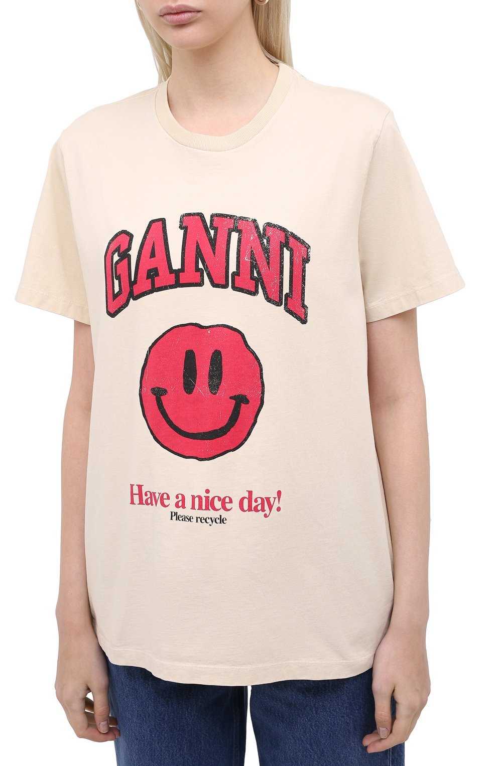 Хлопковая футболка GANNI, арт. T2654, фото 3