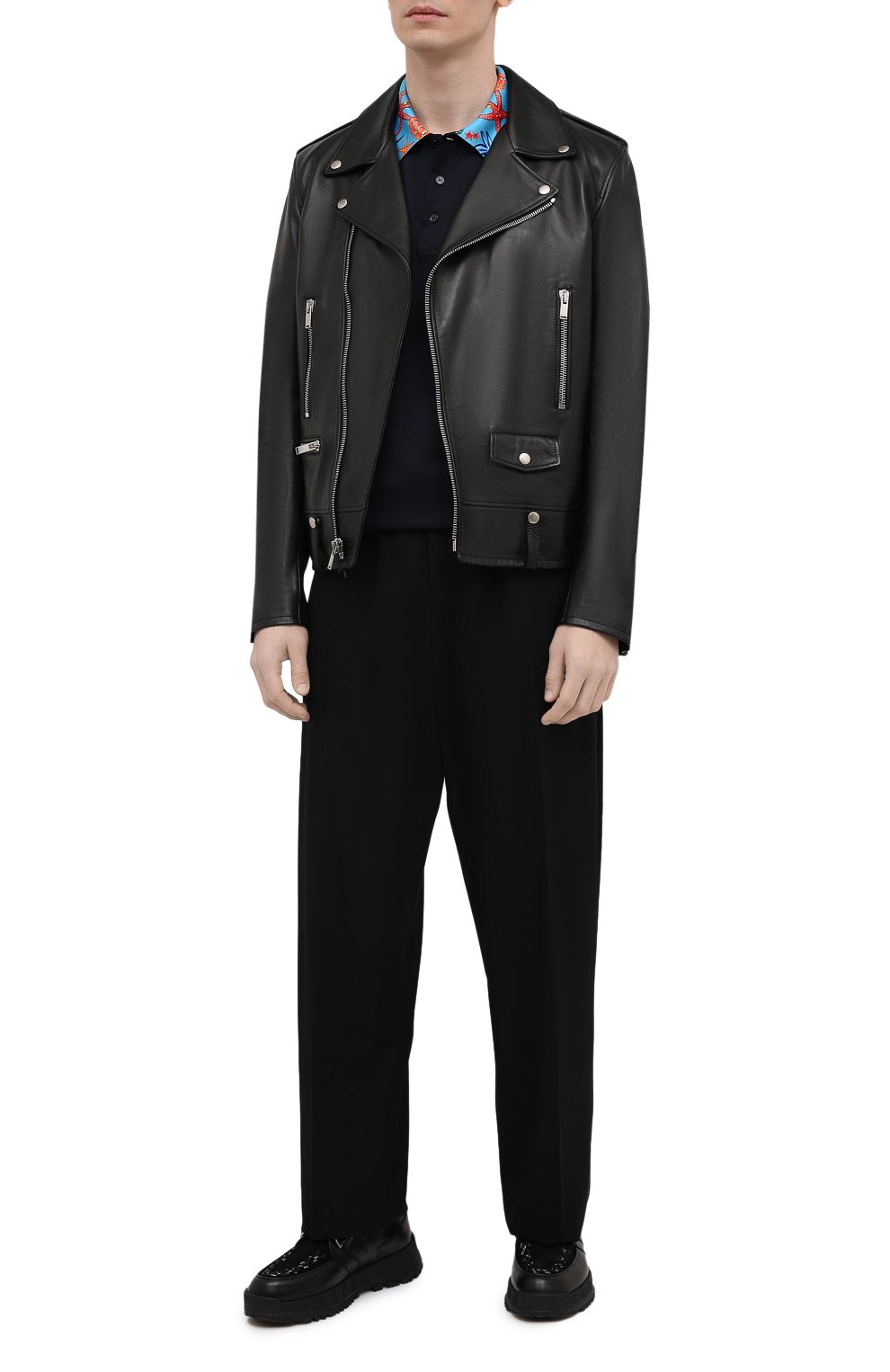 Хлопковое поло VERSACE темно-синего цвета по цене 57000 руб., арт. A89322/A237141, фото 2 Хлопковое поло VERSACE, арт. A89322/A237141, фото 2