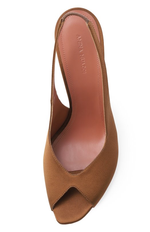 Атласные босоножки Kristina 105 Amina Muaddi KRISTINA SLING 105/SATIN Коричневый  KRISTINA SLING 105/SATIN Фото 6