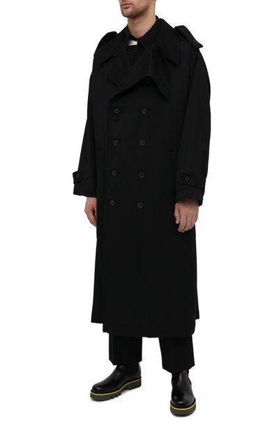 Шерстяной тренч YOHJI YAMAMOTO черного цвета по цене 290000 руб., арт. HR-C19-821, фото 3 Шерстяной тренч YOHJI YAMAMOTO, арт. HR-C19-821, фото 3