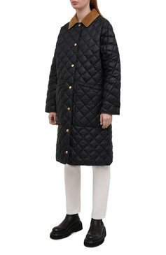 Женская пуховая куртка BURBERRY черного цвета, арт. 8038243 | Фото 3 (Кросс-КТ: Куртка, Утепленный; Рукава: Длинные; Женское Кросс-КТ: Пуховик-куртка; Длина (верхняя одежда): До колена; Материал внешний: Синтетический материал; Материал сплава: Проставлено; Стили: Спорт-шик; Материал подклада: Синтетический материал; Драгоценные камни: Проставлено; Материал утеплителя: Пух и перо)