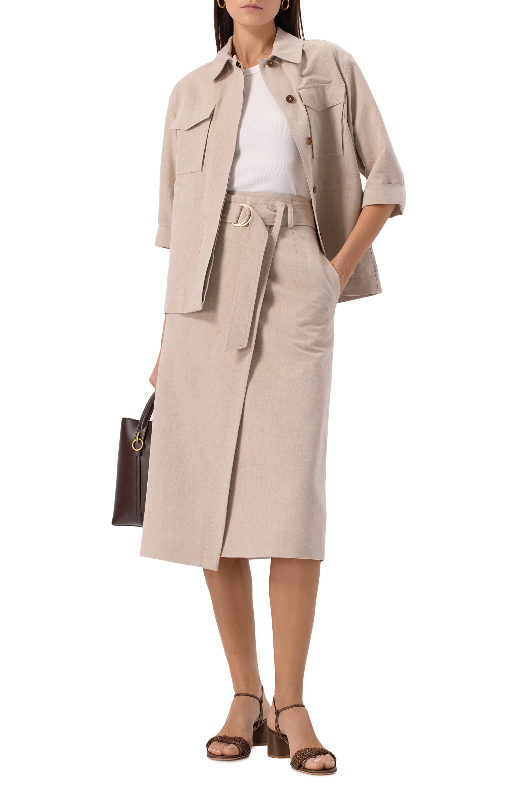 Юбка из хлопка и льна LORENA ANTONIAZZI, арт. E2536G023A/9715, фото 2