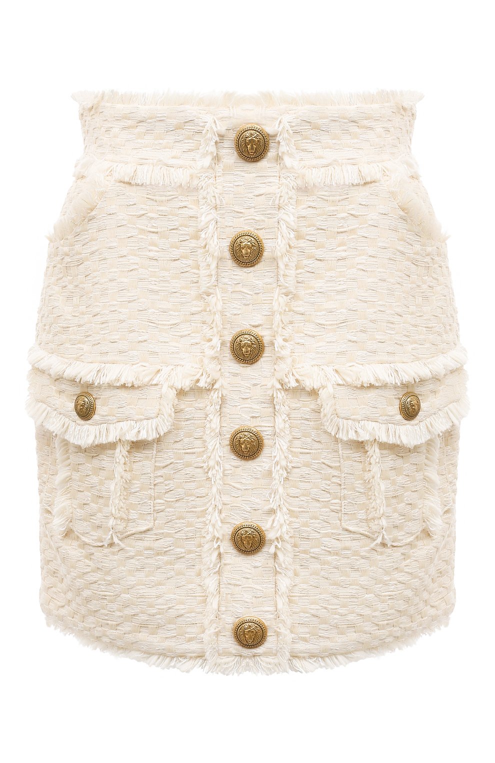Хлопковая юбка BALMAIN кремового цвета по цене 188000 руб., арт. AF1LB735CD27, фото 1 Хлопковая юбка BALMAIN, арт. AF1LB735CD27, фото 1