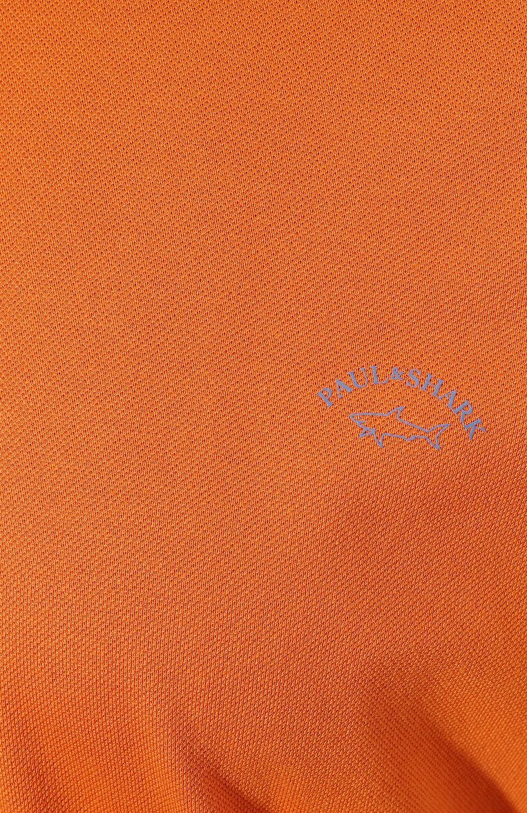 Мужское хлопковое поло PAUL&SHARK оранжевого цвета, арт. 24411300/3XL-6XL | Фото 5 (Рукава: Короткие; Материал внешний: Хлопок; Длина (для топов): Удлиненные; Застежка: Пуговицы; Стили: Кэжуэл; Принт: Без принта; Мужское Кросс-КТ: Футболка-одежда; Автоматизация ТО: Проставлено; Автоматизация состава: Проставлено; Детали: Без декора)