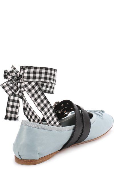 Кожаные балетки с лентами на щиколотке MIU MIU, арт. 5F466A/3I2X, фото 3