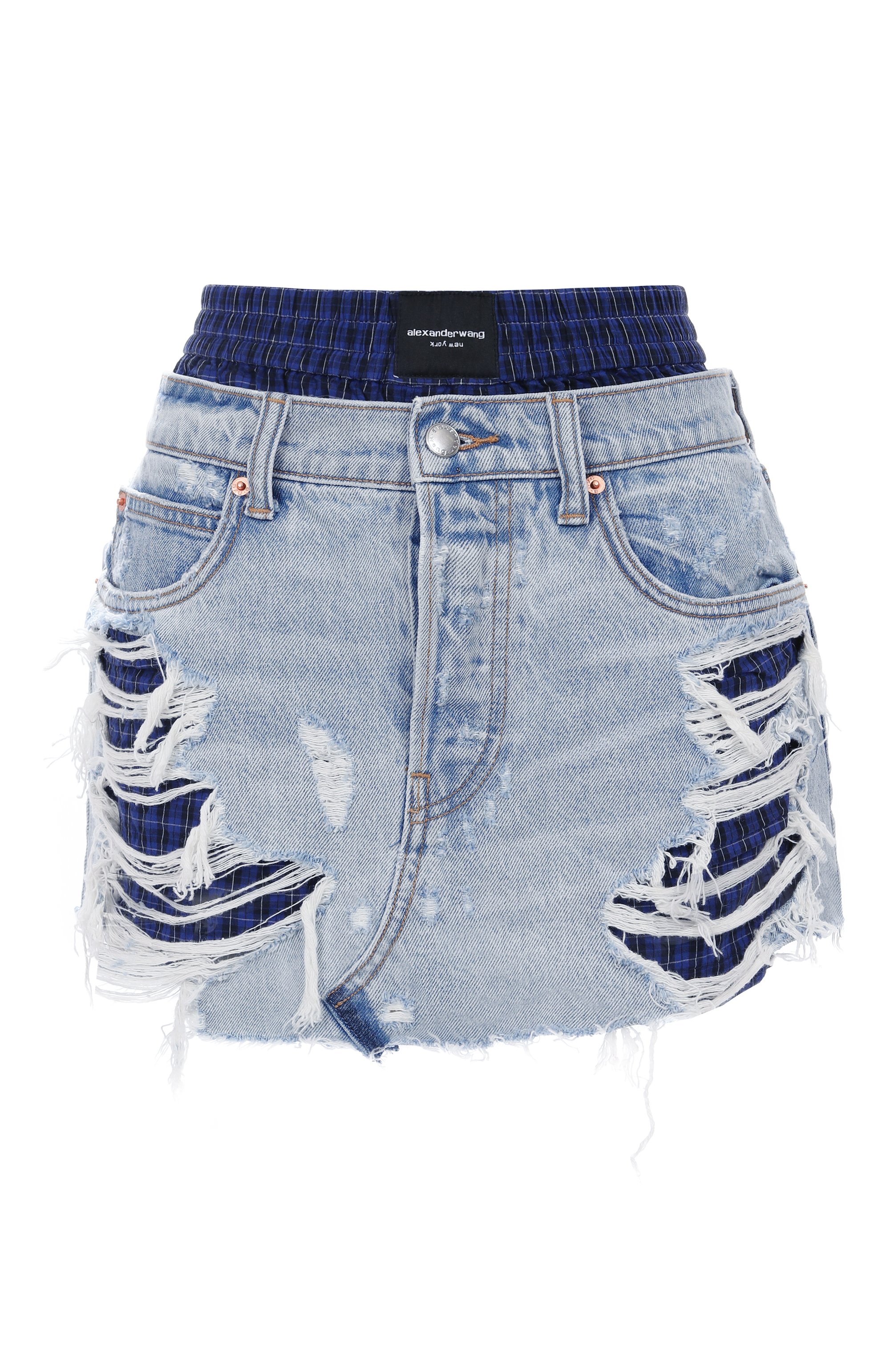 Джинсовая юбка ALEXANDER WANG голубого цвета по цене 61350 руб., арт. 4DC3255874, фото 1 Джинсовая юбка ALEXANDER WANG, арт. 4DC3255874, фото 1