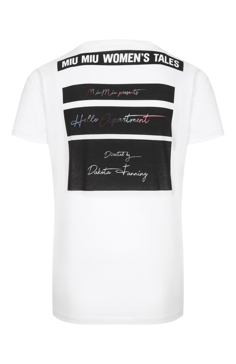 Хлопковая футболка MIU MIU, арт. MJN064-1QD2-F0009, фото 2