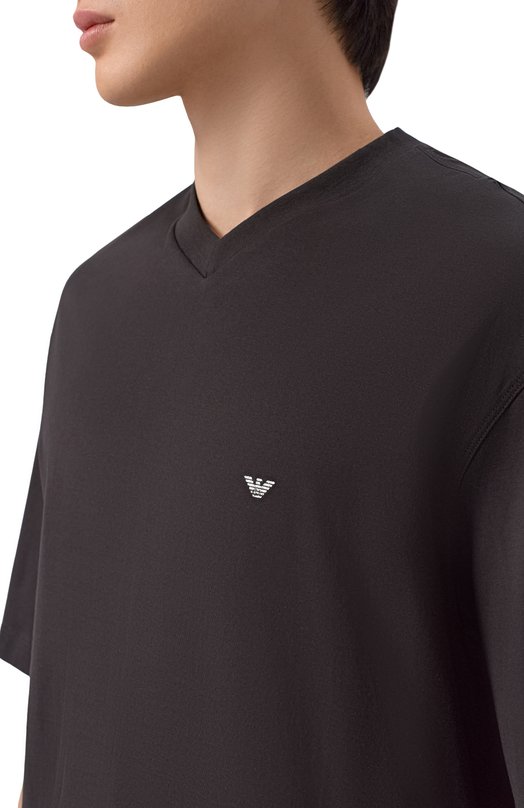 Хлопковая футболка Emporio Armani EM005277/AF24470 Чёрный  EM005277/AF24470 Фото 5