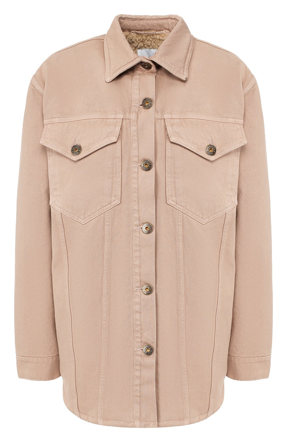 Джинсовая куртка NANUSHKA бежевого цвета по цене 54650 руб., арт. NUSTA_TAUPE_DENIM, фото 1 Джинсовая куртка NANUSHKA, арт. NUSTA_TAUPE_DENIM, фото 1