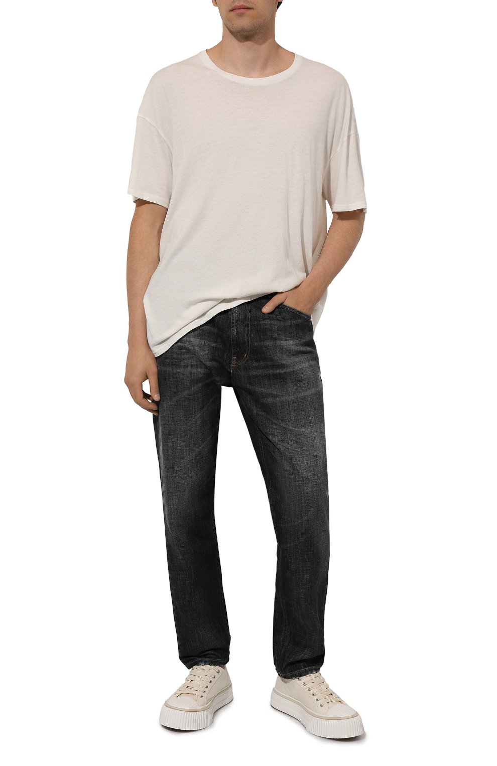 Футболка из хлопка и кашемира R13 кремового цвета по цене 30700 руб., арт. R13MK141-001AZ, фото 2 Футболка из хлопка и кашемира R13, арт. R13MK141-001AZ, фото 2