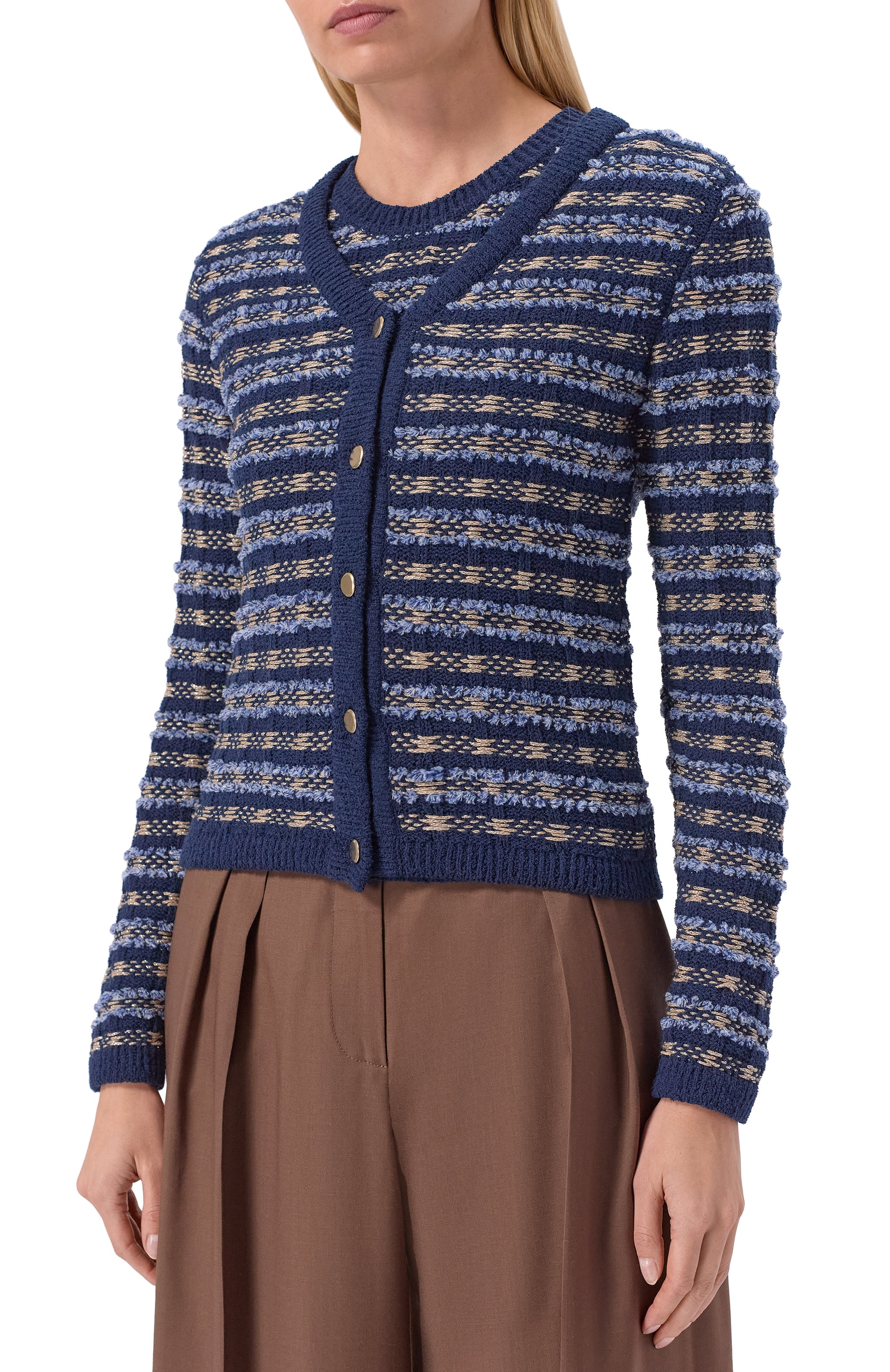 Кардиган из хлопка и вискозы MVST синего цвета по цене 182000 руб., арт. M26.2PW.K218/Y004, фото 3 Кардиган из хлопка и вискозы MVST, арт. M26.2PW.K218/Y004, фото 3