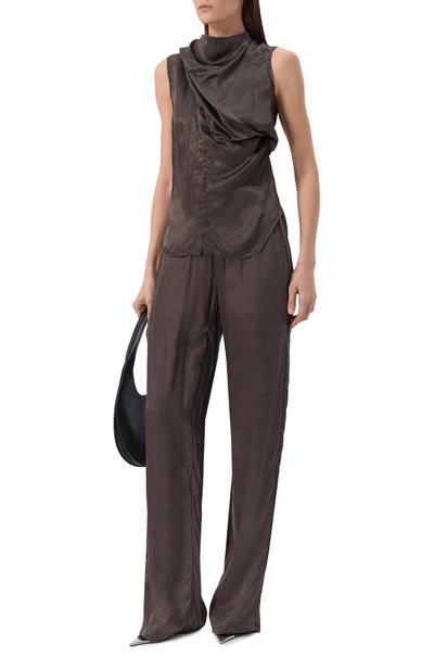 Атласный топ RICK OWENS коричневого цвета по цене 76850 руб., арт. RP01F6136/N, фото 2 Атласный топ RICK OWENS, арт. RP01F6136/N, фото 2