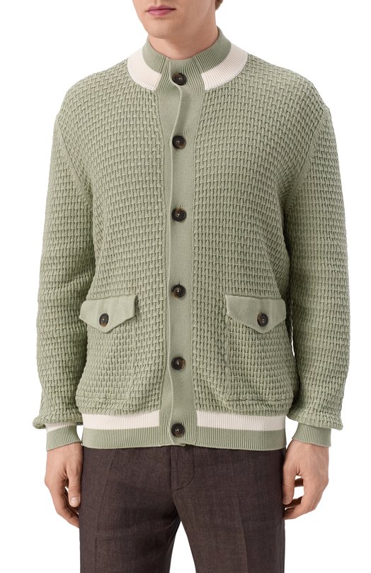 Хлопковый кардиган Kiton UMK065504 Зелёный  UMK065504 Фото 3