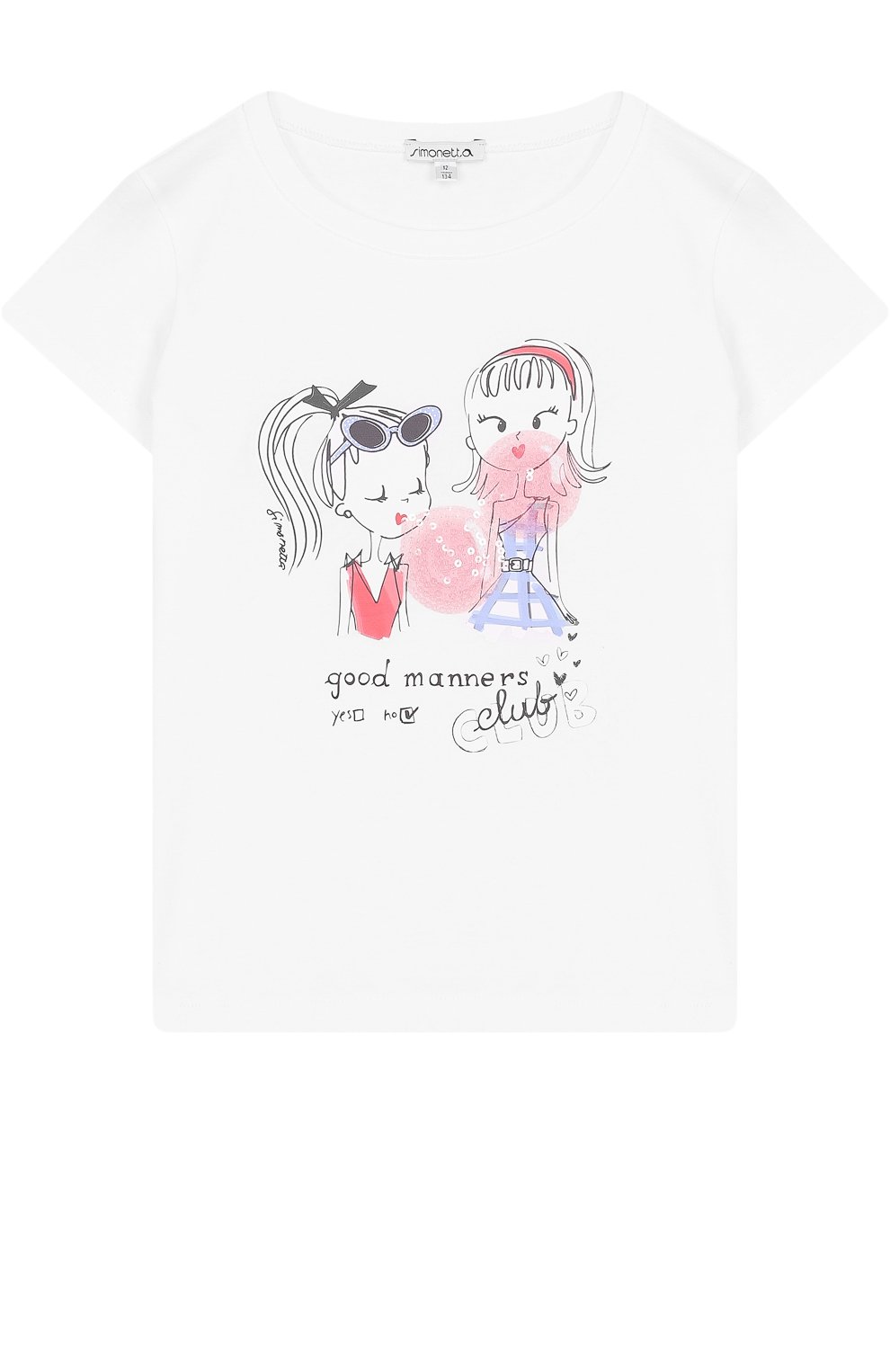 Хлопковая футболка с принтом и пайетками SIMONETTA, арт. 1I8141/IX100/12-16, фото 1