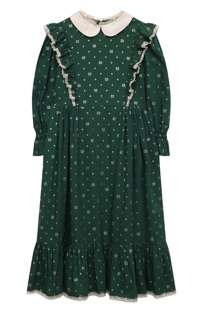 Платье из хлопка и вискозы GUCCI зеленого цвета по цене 142500 руб., арт. 654169/ZAG3E, фото 1 Платье из хлопка и вискозы GUCCI, арт. 654169/ZAG3E, фото 1