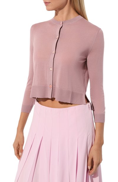 Шерстяной кардиган PRADA светло-розового цвета по цене 110000 руб., арт. P25H46-J2N-F0236-201, фото 3 Шерстяной кардиган PRADA, арт. P25H46-J2N-F0236-201, фото 3