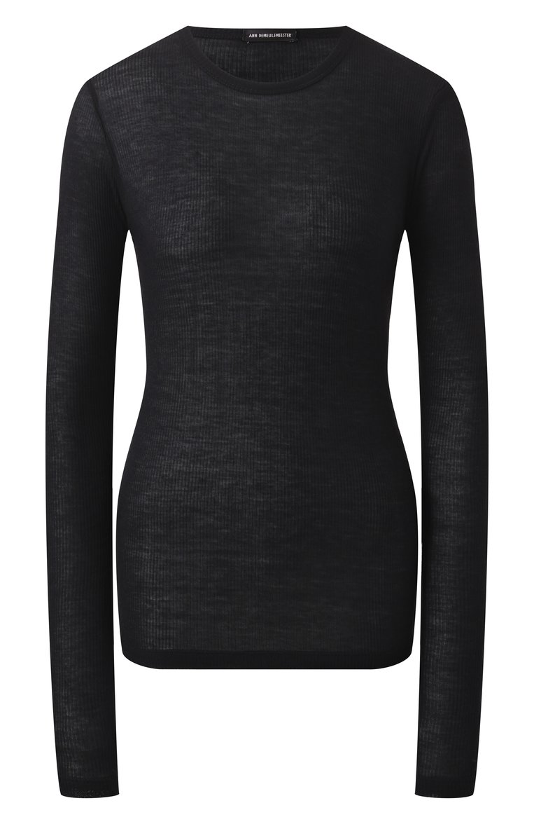 Женский пуловер из вискозы и хлопка ANN DEMEULEMEESTER черного цвета, арт. B0011488/FA570 | Фото 1 (Рукава: Длинные; Материал внешний: Вискоза; Длина (для топов): Стандартные; Женское Кросс-КТ: Пуловер-одежда; Стили: Кэжуэл)