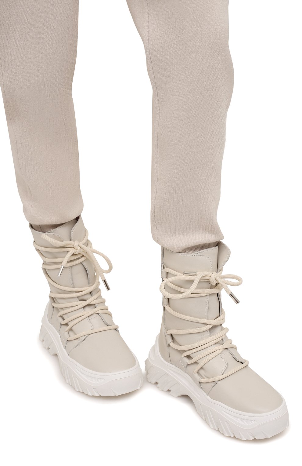 Кожаные ботинки trekking INUIKII белого цвета по цене 47550 руб., арт. 70107-110, фото 3 Кожаные ботинки trekking INUIKII, арт. 70107-110, фото 3