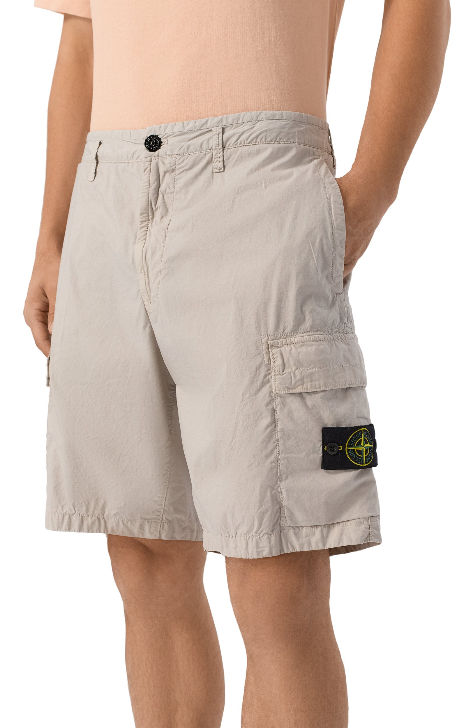 Хлопковые шорты STONE ISLAND светло-серого цвета по цене 42350 руб., арт. L1S15L100020/S0003, фото 3 Хлопковые шорты STONE ISLAND, арт. L1S15L100020/S0003, фото 3