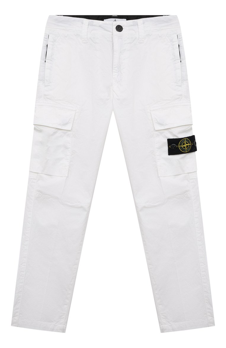 Детские хлопковые брюки-карго STONE ISLAND белого цвета, арт. 801630410/10-12 | Фото 1 (Материал внешний: Хлопок; Нос: Не проставлено; Случай: Повседневный; Автоматизация состава: Проставлено; Ростовка одежда: 10 - 11 лет | 140 - 146см, 13 - 15 лет | 158 см)