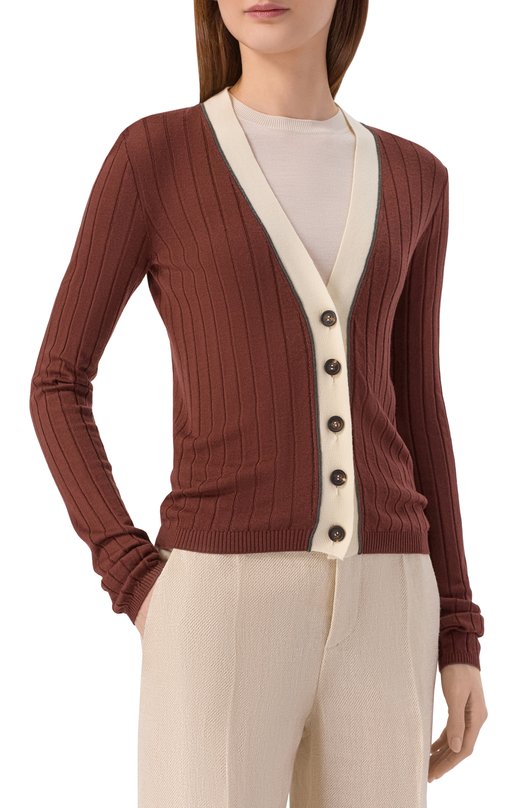 Кардиган из шерсти и кашемира  Brunello Cucinelli M14817206 Коричневый  M14817206 Фото 3