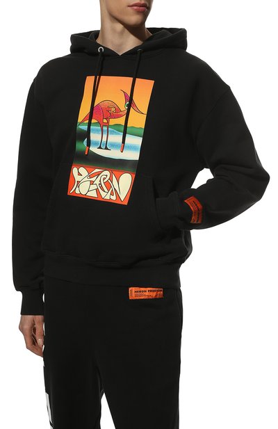 Хлопковое худи HERON PRESTON черного цвета по цене 56200 руб., арт. HMBB017S22JER0061020, фото 3 Хлопковое худи HERON PRESTON, арт. HMBB017S22JER0061020, фото 3