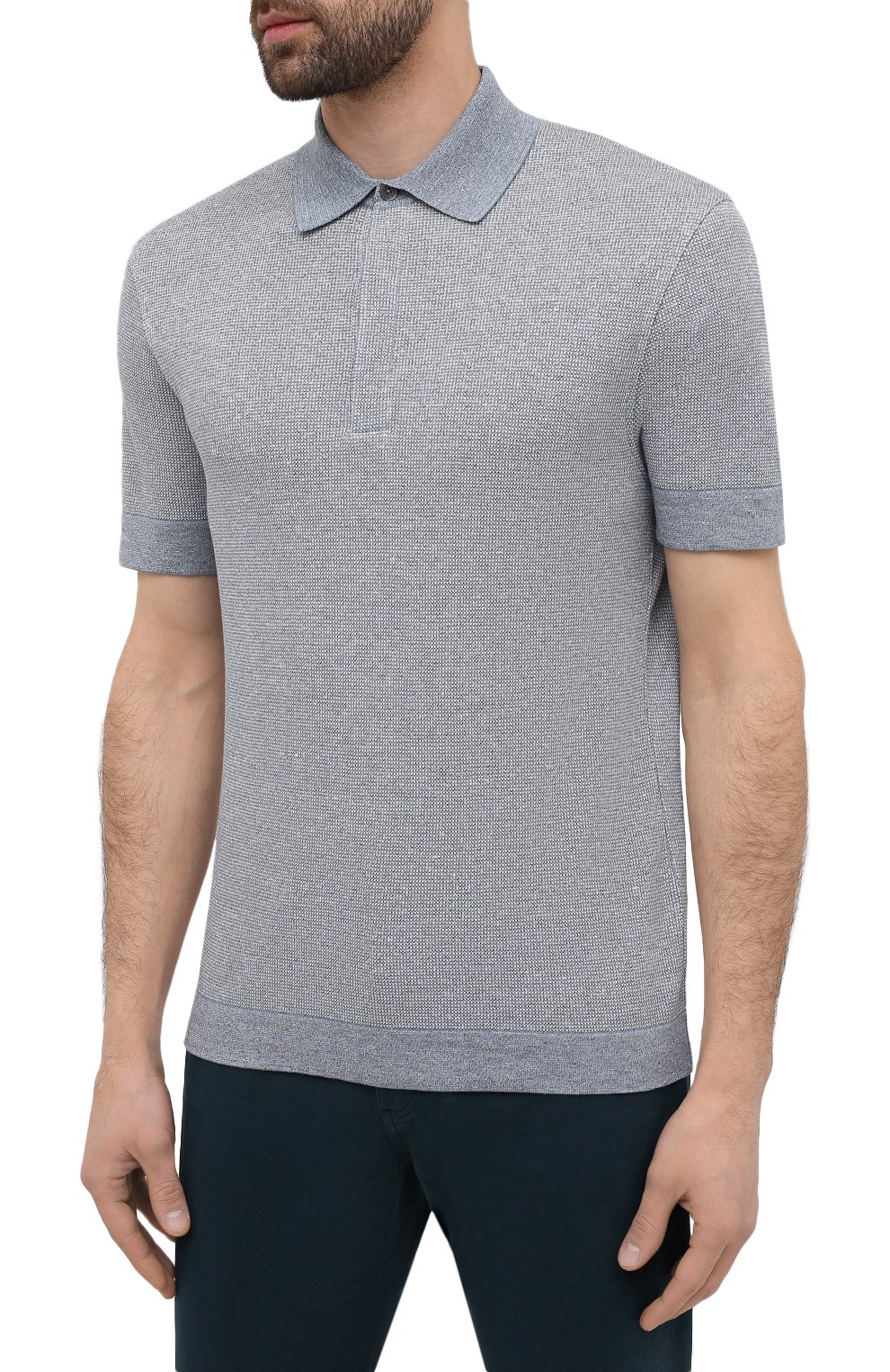 Поло из хлопка и льна ZEGNA, арт. UW314/753, фото 3