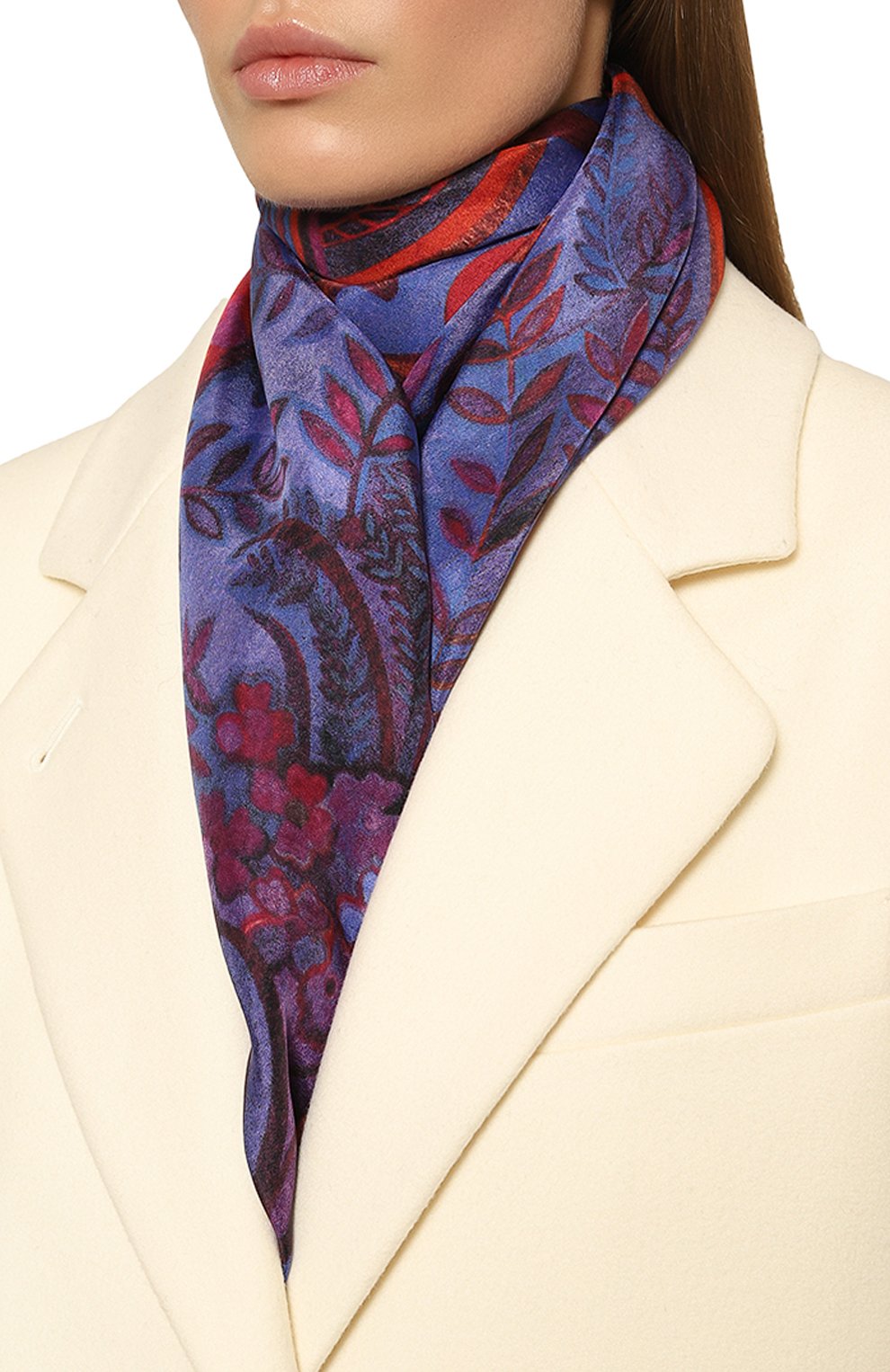 Шелковая шаль орнамент цветы GOURJI, арт. 91147437/554472108, фото 2