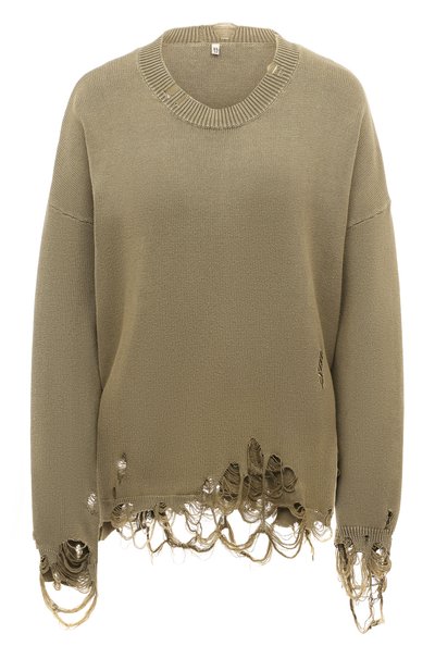 Хлопковый пуловер R13 зеленого цвета по цене 59850 руб., арт. R13WY107-Y076B, фото 1 Хлопковый пуловер R13, арт. R13WY107-Y076B, фото 1