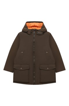 Детского пуховая куртка WOOLRICH хаки цвета, арт. CFWK0U0189MR/UT0641 | Фото 1 (Рукава: Длинные; Региональные ограничения белый список (Axapta Mercury): Не проставлено; Материал внешний: Синтетический материал, Хлопок; Материал сплава: Проставлено; Материал подклада: Синтетический материал; Драгоценные камни: Проставлено; Материал утеплителя: Пух и перо)