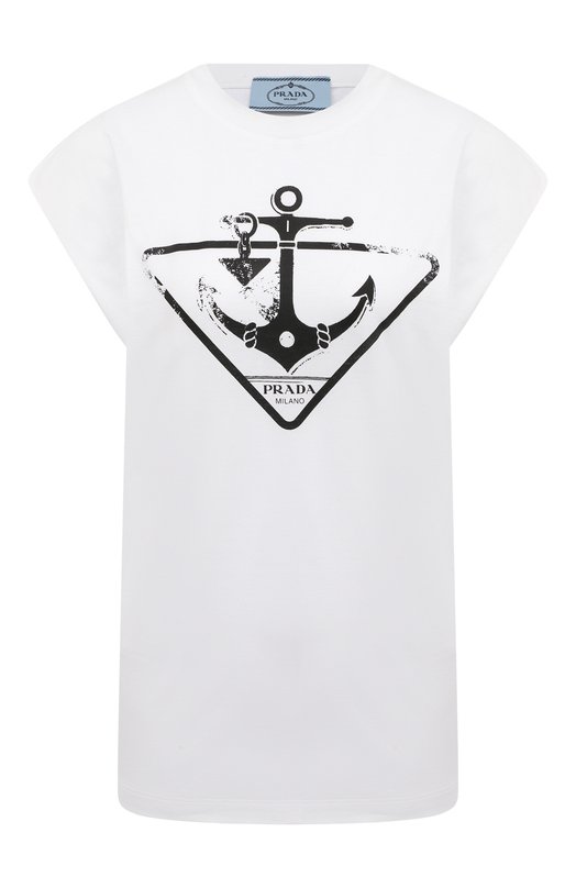 Хлопковая футболка Prada 3556A-10M2-F0009-212 Белый 3556A-10M2-F0009-212