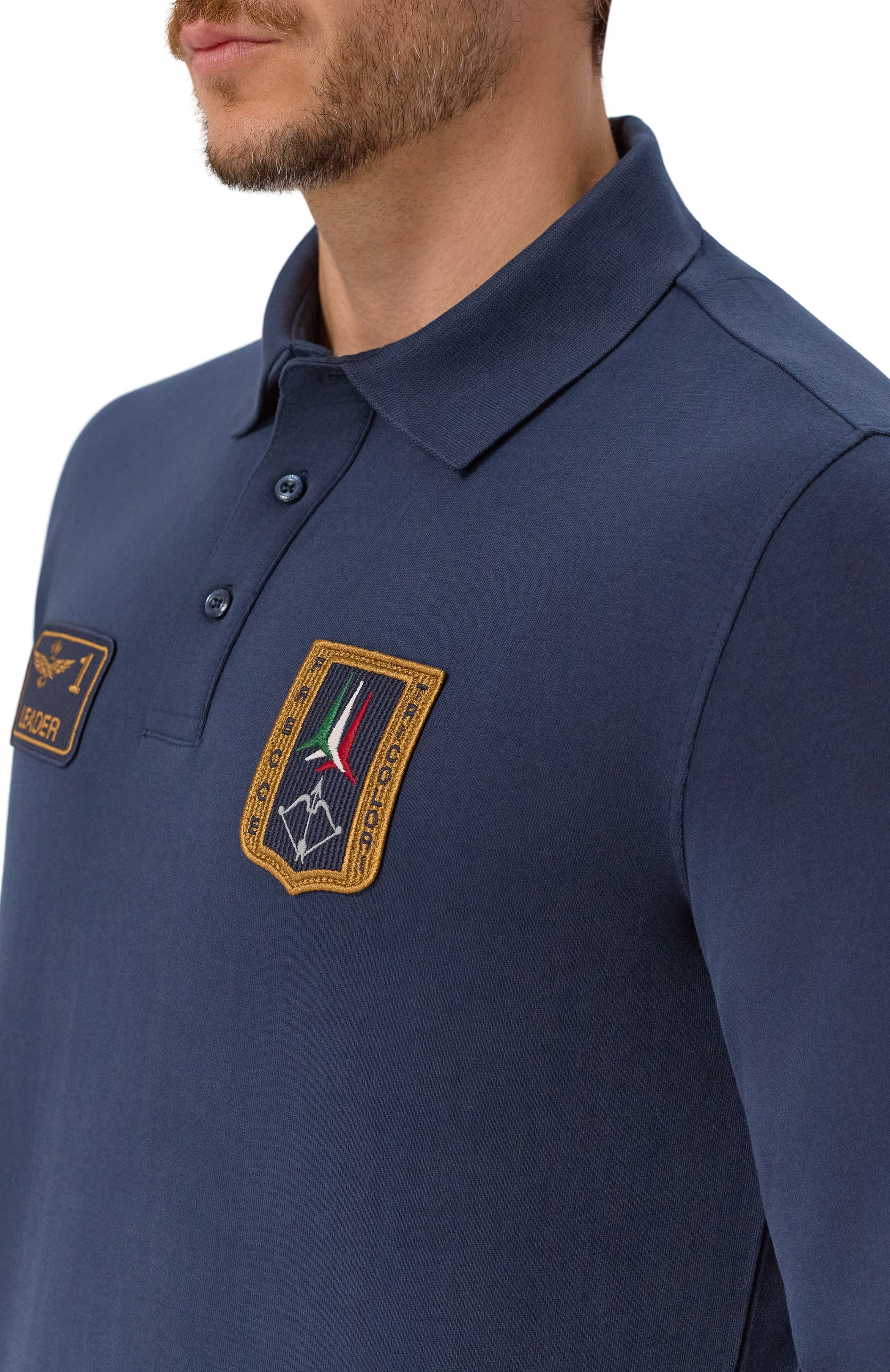 Хлопковое поло AERONAUTICA MILITARE темно-синего цвета по цене 17050 руб., арт. P01941U/J00703, фото 5 Хлопковое поло AERONAUTICA MILITARE, арт. P01941U/J00703, фото 5