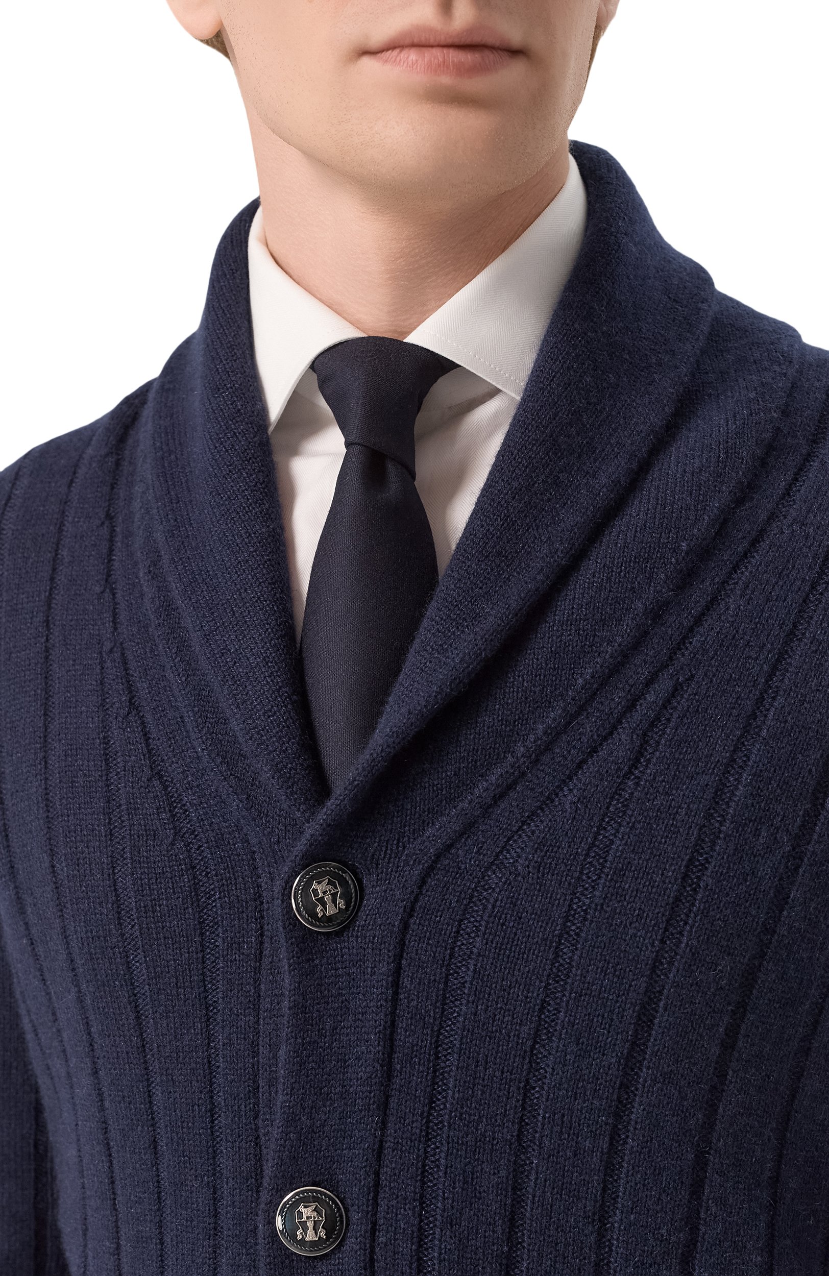 Шерстяной галстук BRUNELLO CUCINELLI темно-синего цвета по цене 25100 руб., арт. ME2260018, фото 2 Шерстяной галстук BRUNELLO CUCINELLI, арт. ME2260018, фото 2