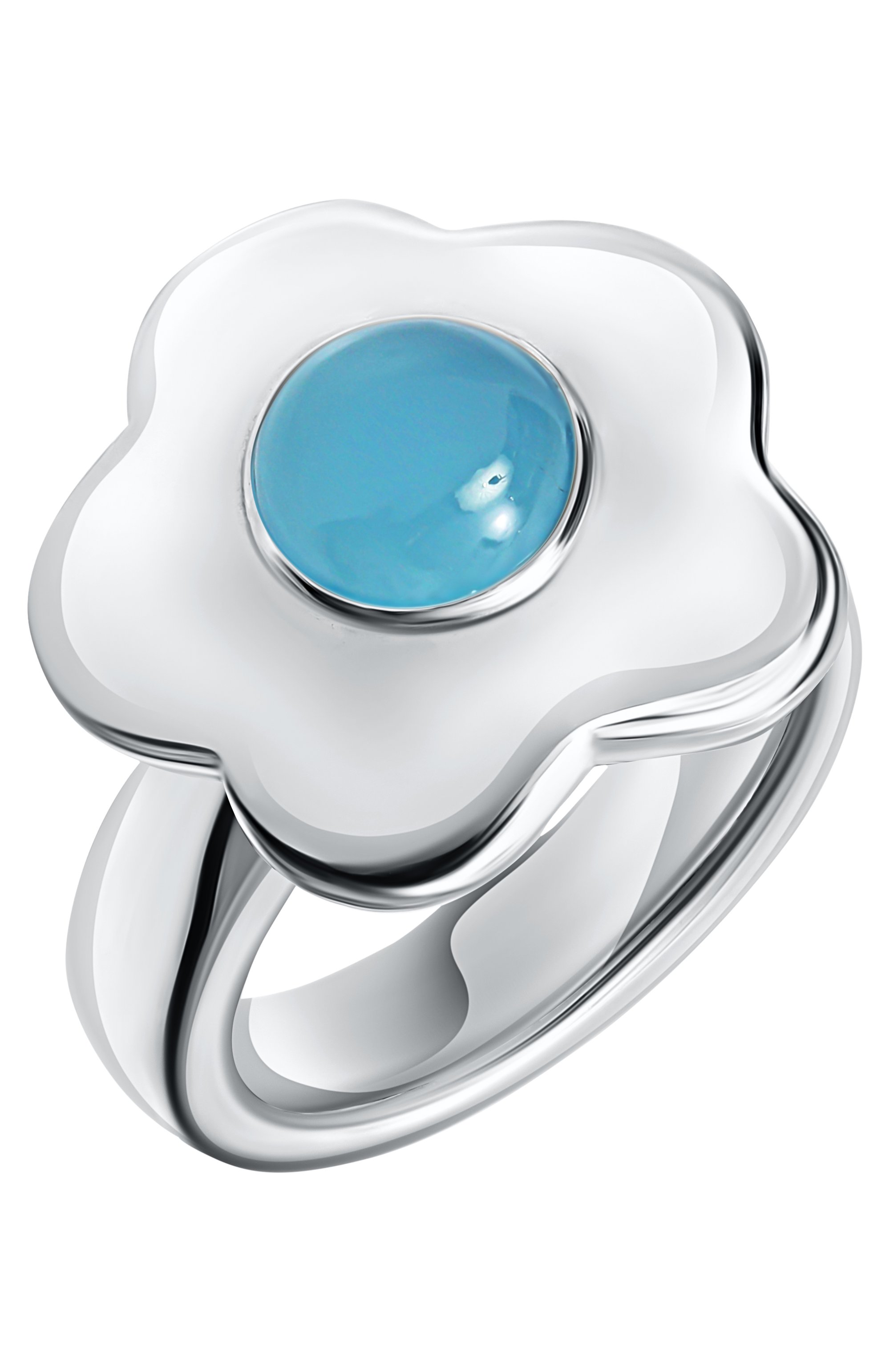 Кольцо big flower c голубым агатом MOONKA, арт. FLW-925SL-RG00-HLD-BL, фото 3