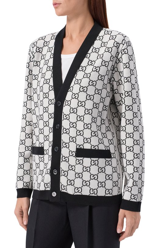 Двусторонний шерстяной кардиган Gucci 798157/XKEJP Чёрно-белый  798157/XKEJP Фото 6