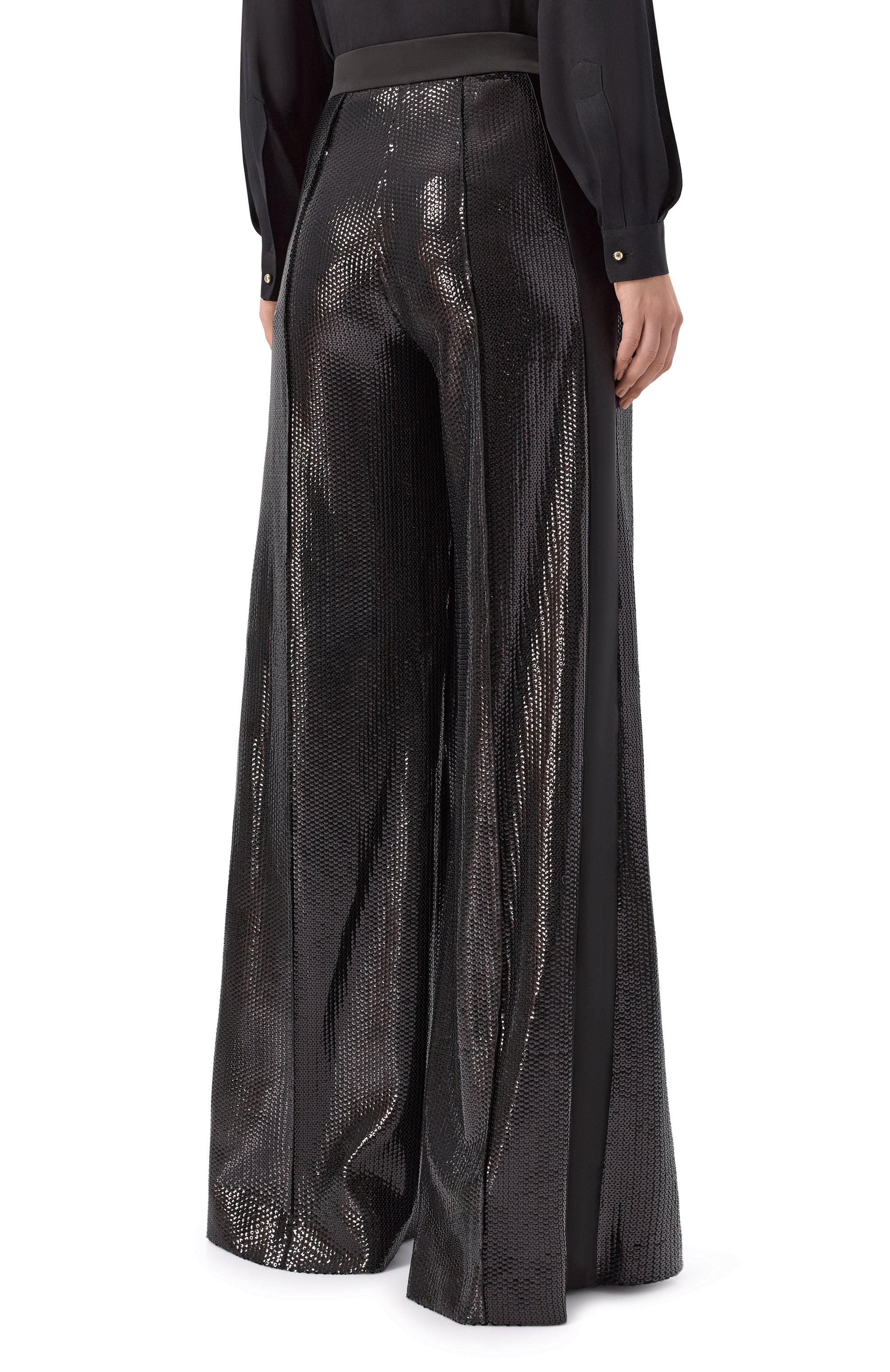 Брюки с отделкой пайетками ELIE SAAB черного цвета по цене 193000 руб., арт. P0158NF25/PSA01, фото 4 Брюки с отделкой пайетками ELIE SAAB, арт. P0158NF25/PSA01, фото 4