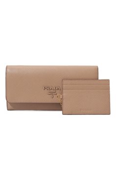 Женские к�ожаный кошелек PRADA бежевого цвета, арт. 1MH132-2EBW-F0236 | Фото 4 (Материал: Натуральная кожа; Материал сплава: Проставлено; Нос: Не проставлено)